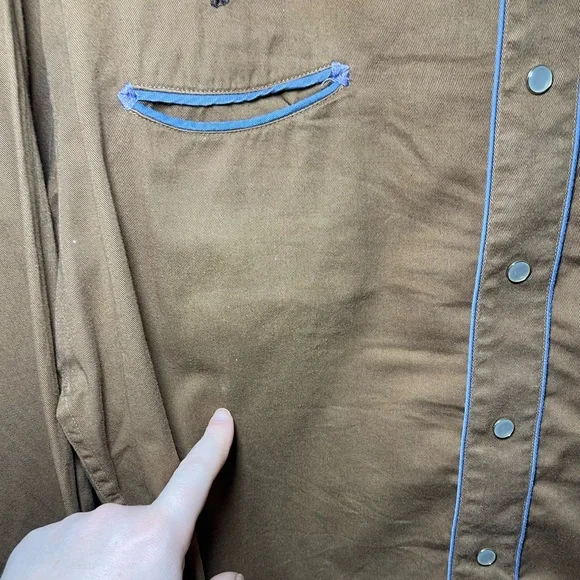 Western Express Men’s Brown Rodeo bullrider Embroidered shirt in L - Picture 6 of 9